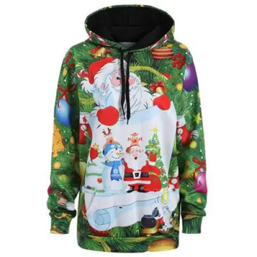 Green Christmas Santa Hoodie Sweatshirt Hooded Sweater Santa Clause Feliz Navidad Holidays