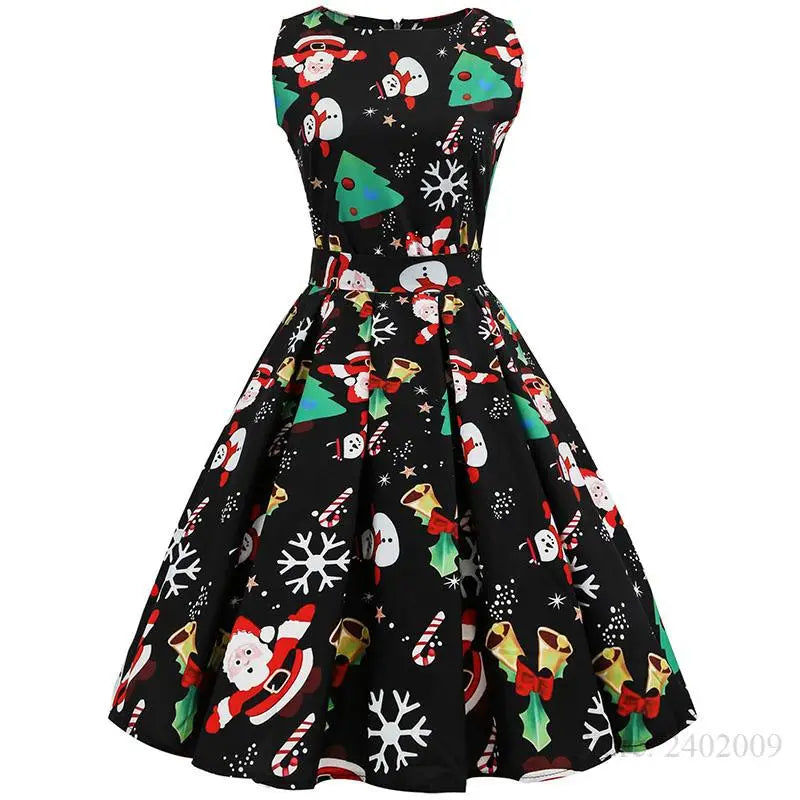 Vibrant Christmas Themed Dress for a Chic Holiday Look - Black Christmas / S - dress