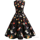 Vibrant Christmas Themed Dress for a Chic Holiday Look - Black Reindeer / S - dress