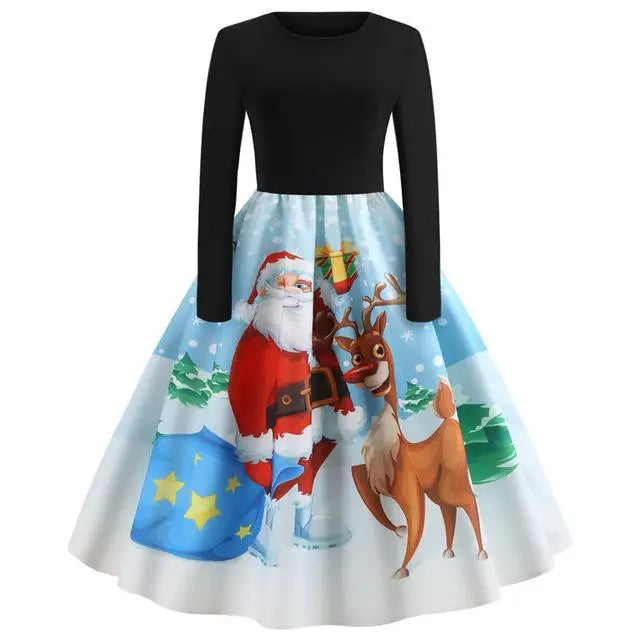 Vibrant Christmas Themed Dresses for a Chic Holiday Look - Santa & Reindeer / S - dress