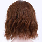 Short Wavy Brown Wig With Bangs Fringe Lace Front Kanekalon Fibre