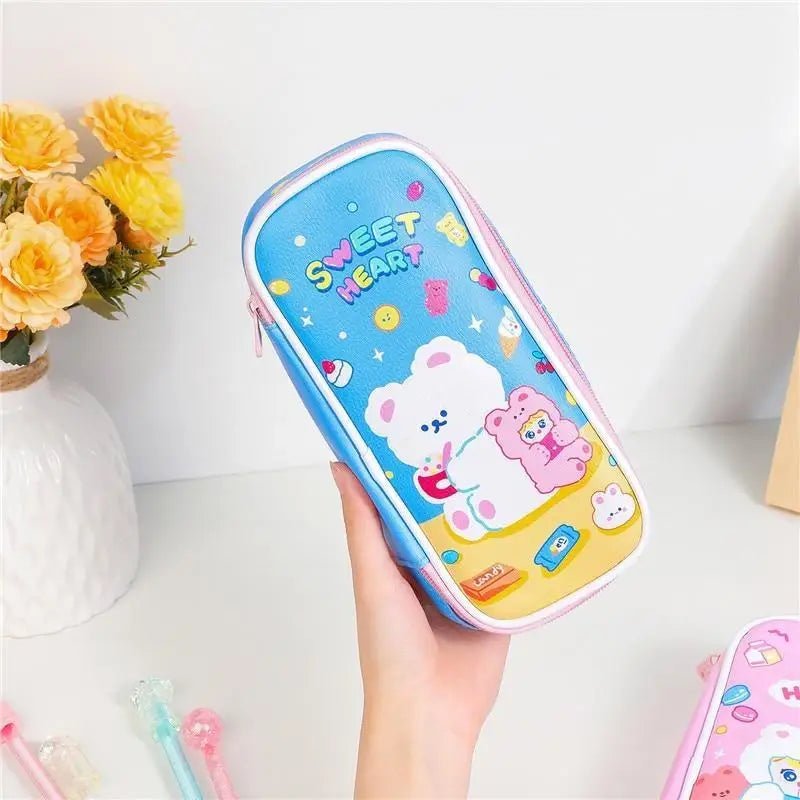 Vibrant Kawaii Bunny Bear Puppy Pencil Case or Makeup Bag - Cosparty