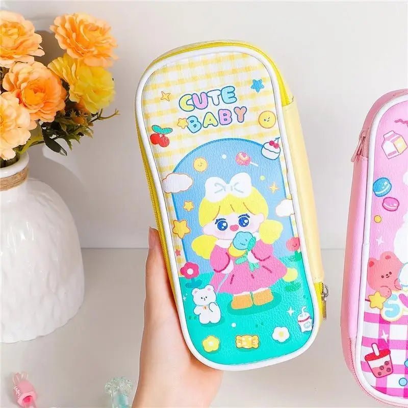 Vibrant Kawaii Bunny Bear Puppy Pencil Case or Makeup Bag - Cosparty