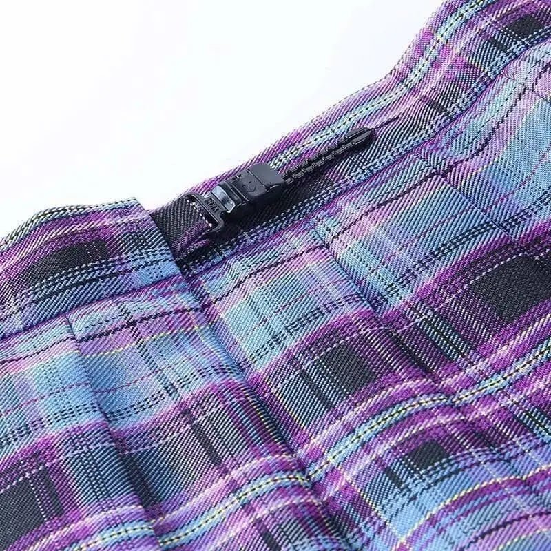Vibrant Plaid School Girl Skirt Available in Plus Sizes up to 2XL - Cosparty