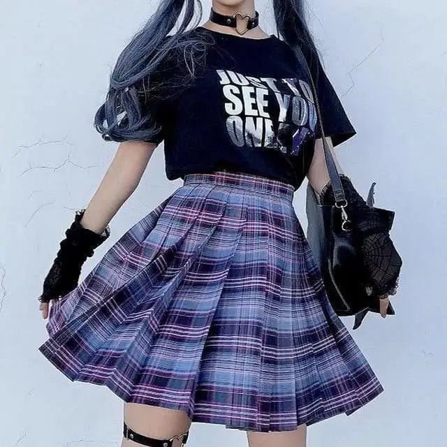 Vibrant Plaid School Girl Skirt Available in Plus Sizes up to 2XL - Cosparty