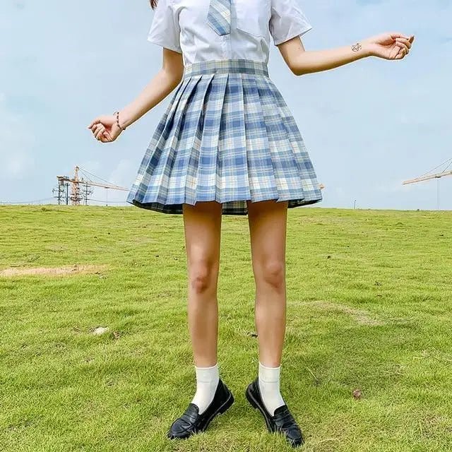 Vibrant Plaid School Girl Skirt Available in Plus Sizes up to 2XL - Cosparty