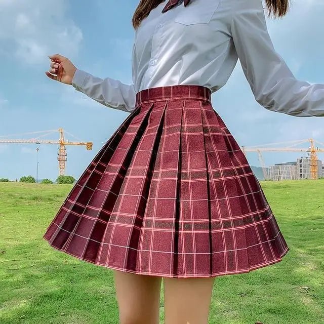 Vibrant Plaid School Girl Skirt Available in Plus Sizes up to 2XL - Cosparty