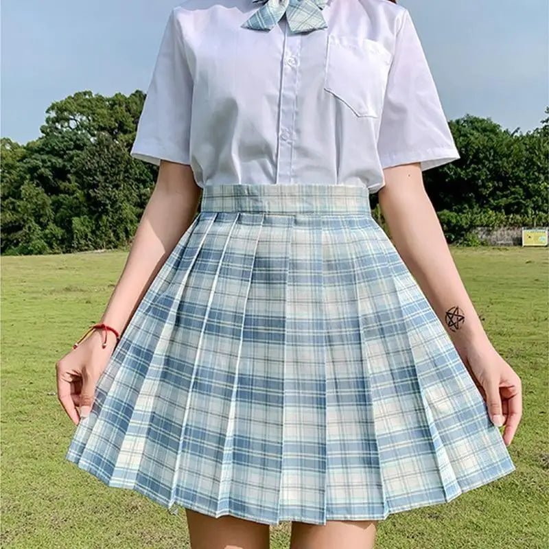 Vibrant Plaid School Girl Skirt Available in Plus Sizes up to 2XL - Cosparty