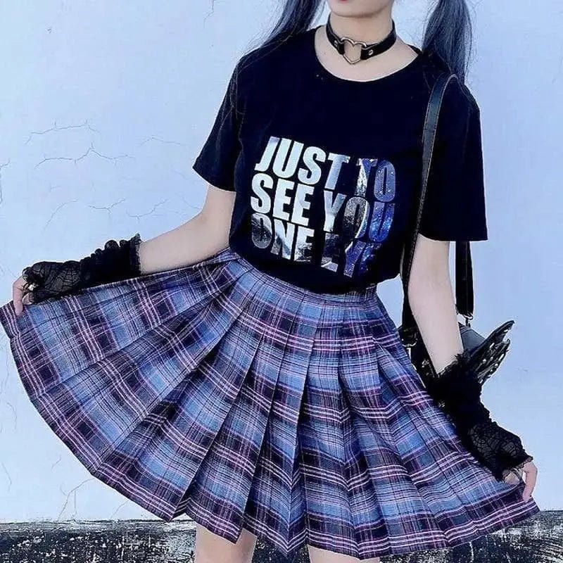 Vibrant Plaid School Girl Skirt Available in Plus Sizes up to 2XL - Cosparty