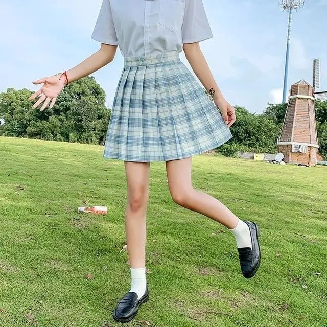 Vibrant Plaid School Girl Skirt Available in Plus Sizes up to 2XL - Cosparty