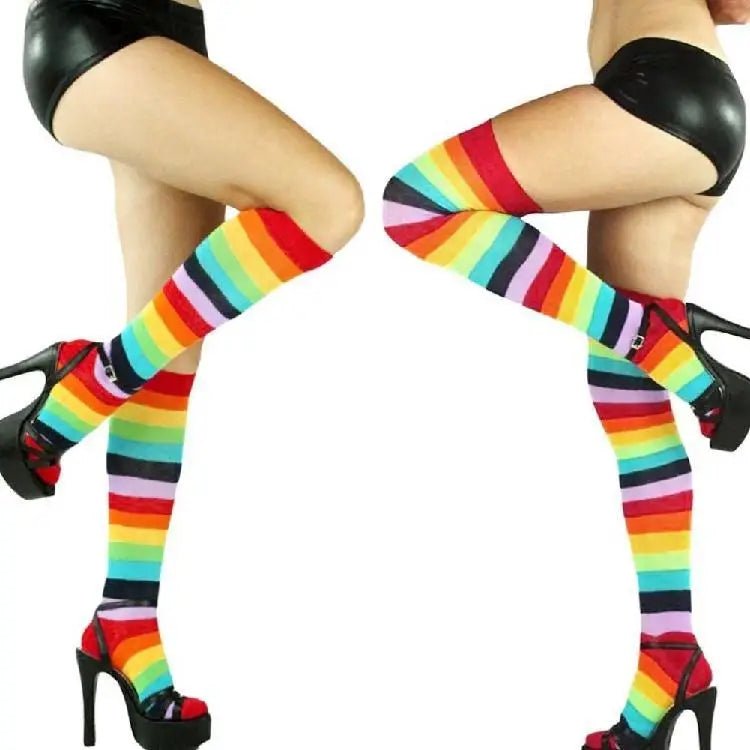 Vibrant Rainbow High Socks for Pride and Comfort - Cosparty