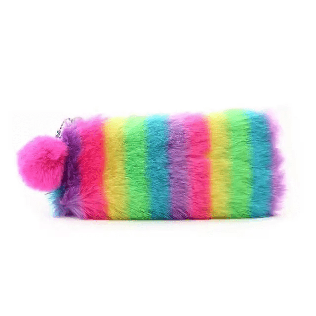 Vibrant Rainbow Vegan Fur Storage Bag for Kawaii Lovers - Cosparty