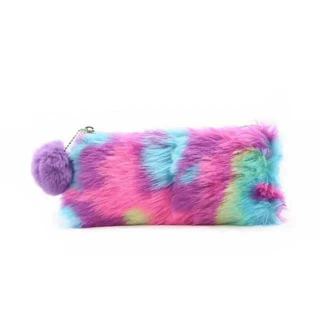 Vibrant Rainbow Vegan Fur Storage Bag for Kawaii Lovers - Cosparty