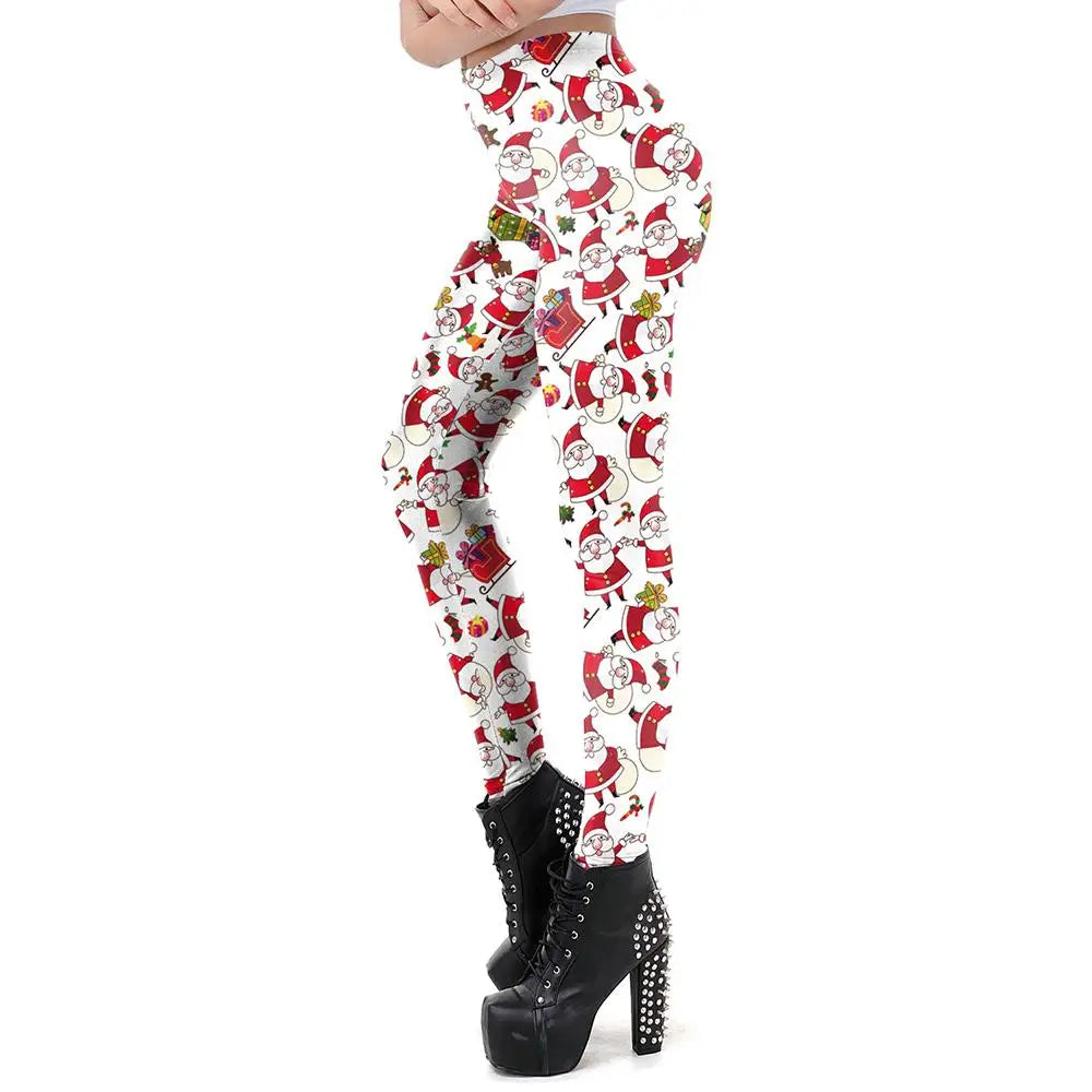 Vibrant Santa Claus Leggings for a Festive Holiday Look - S - leggings