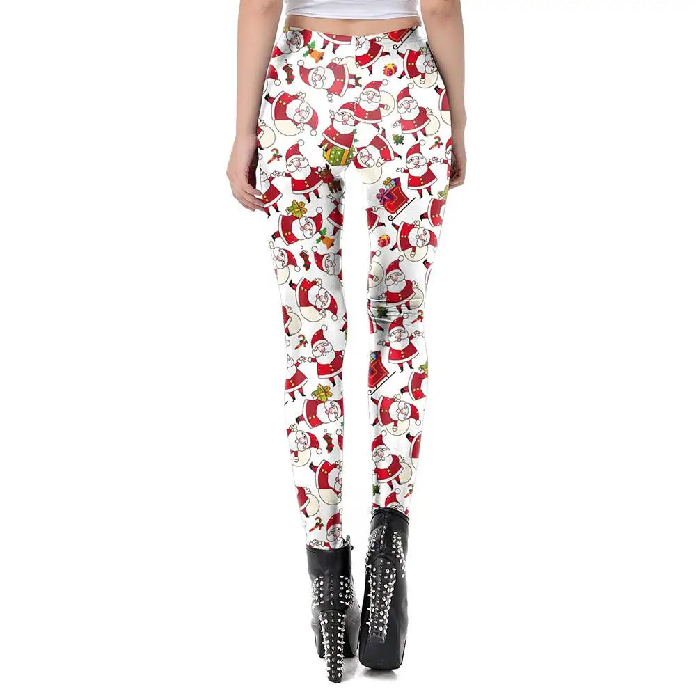 Vibrant Santa Claus Leggings for a Festive Holiday Look - leggings