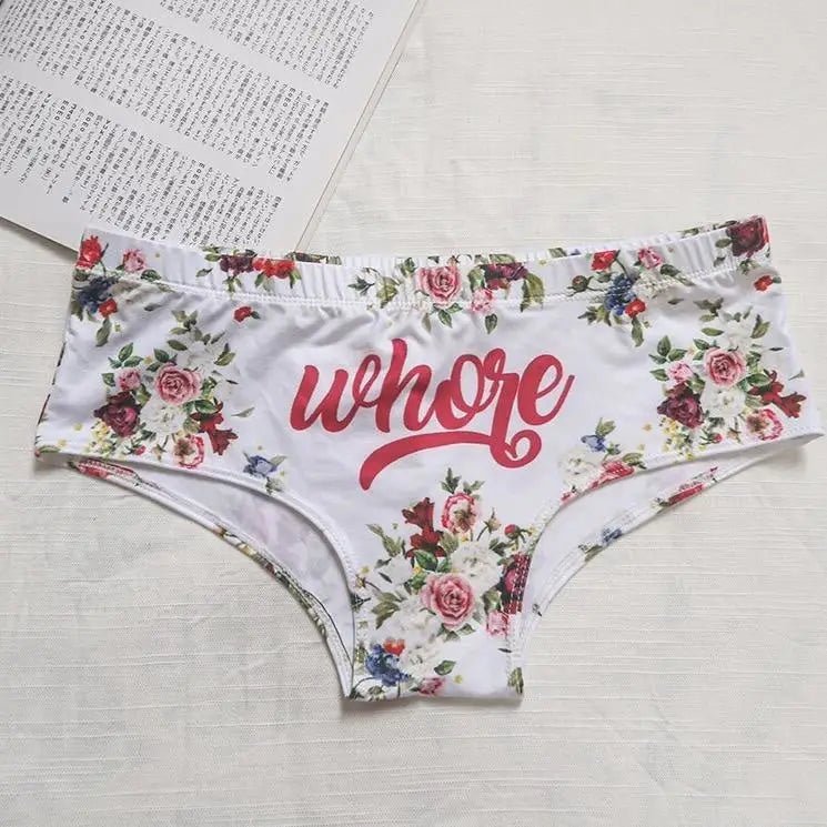Vibrantly Floral Printed Whore Full - Brief Panties for Cosparty Fun - Cosparty