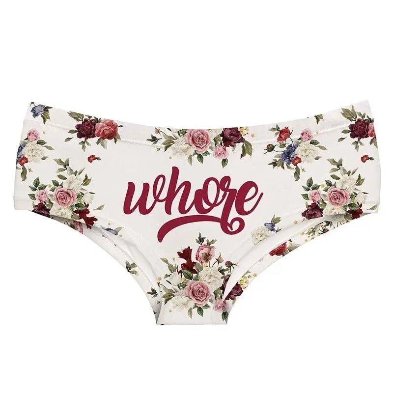 Vibrantly Floral Printed Whore Full - Brief Panties for Cosparty Fun - Cosparty