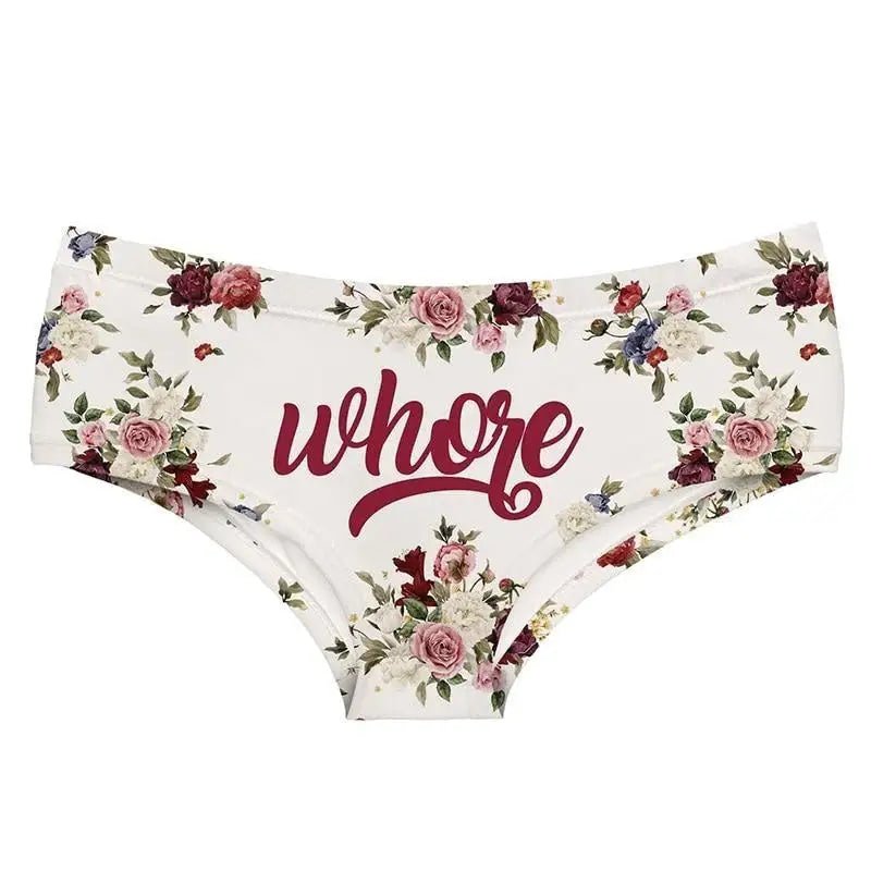 Vibrantly Floral Printed Whore Full - Brief Panties for Cosparty Fun - Cosparty