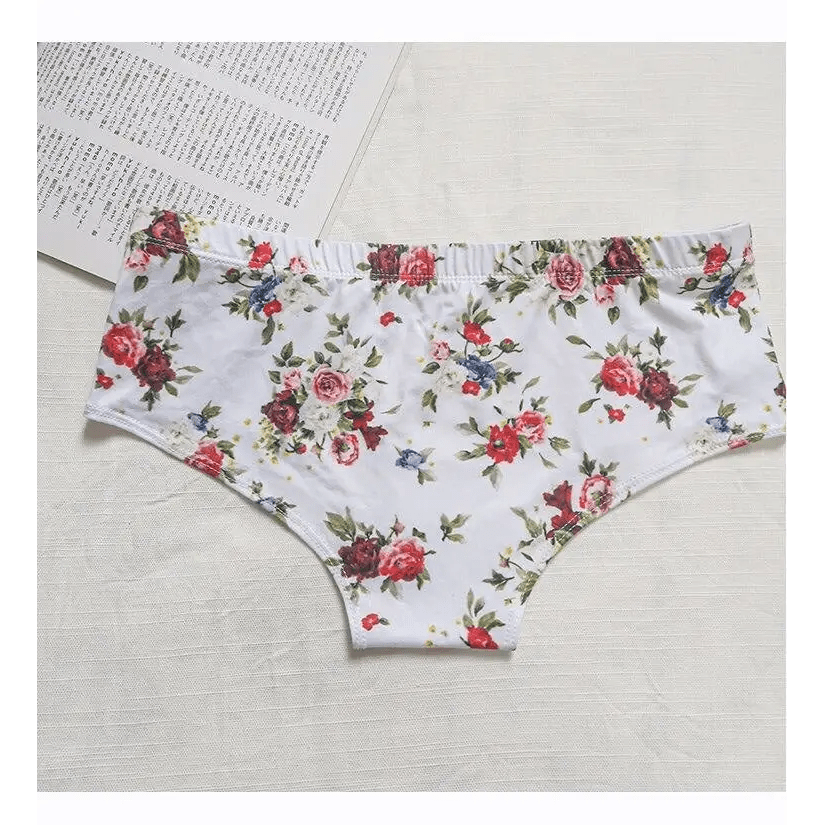 Vibrantly Floral Printed Whore Full - Brief Panties for Cosparty Fun - Cosparty