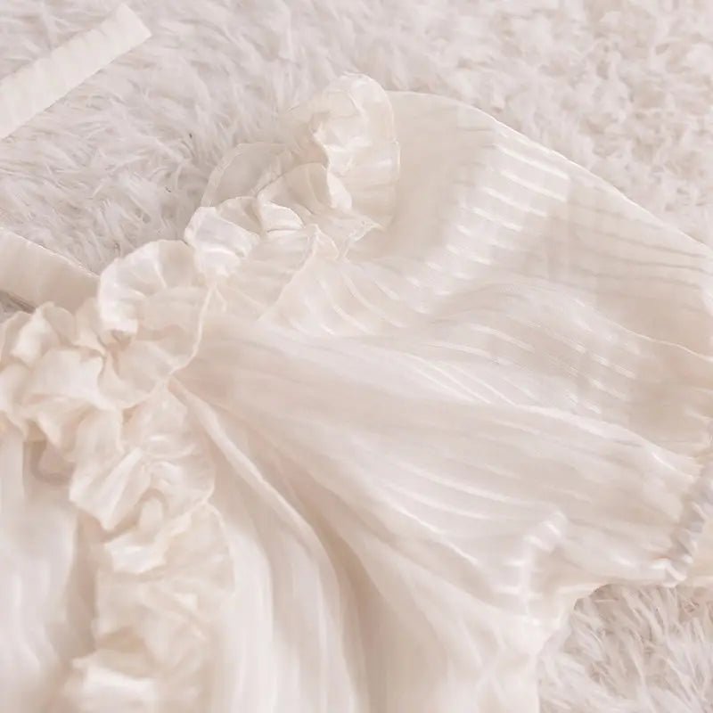 Victorian Era Regal Bow Cropped Blouse with Elegant Details - Cosparty