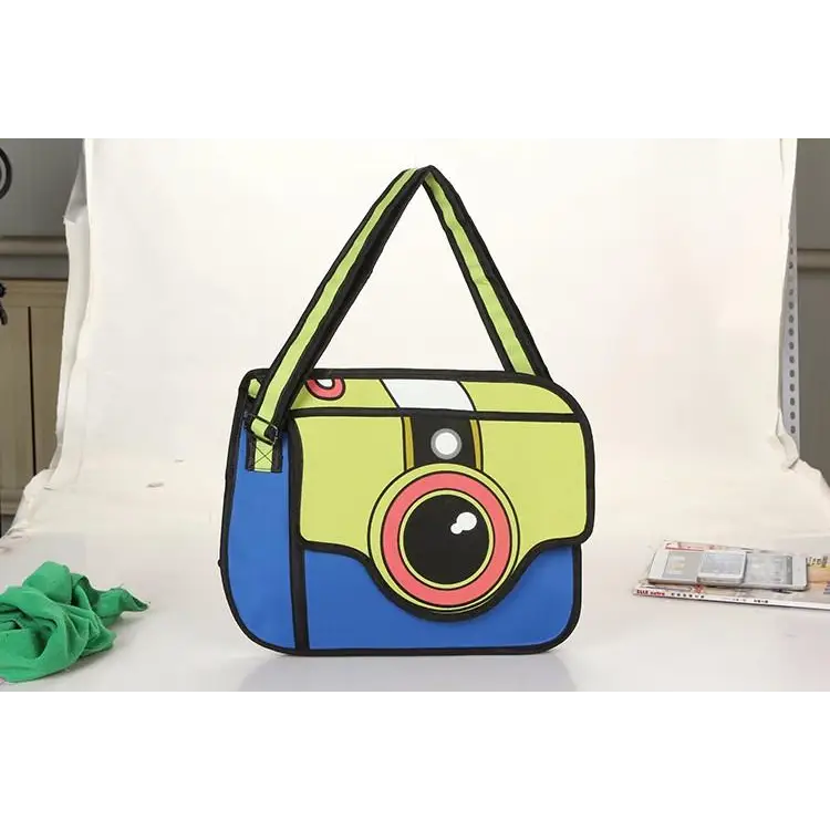 Vintage Camera Print 2D Messenger Bag in Vibrant Colors - Purse