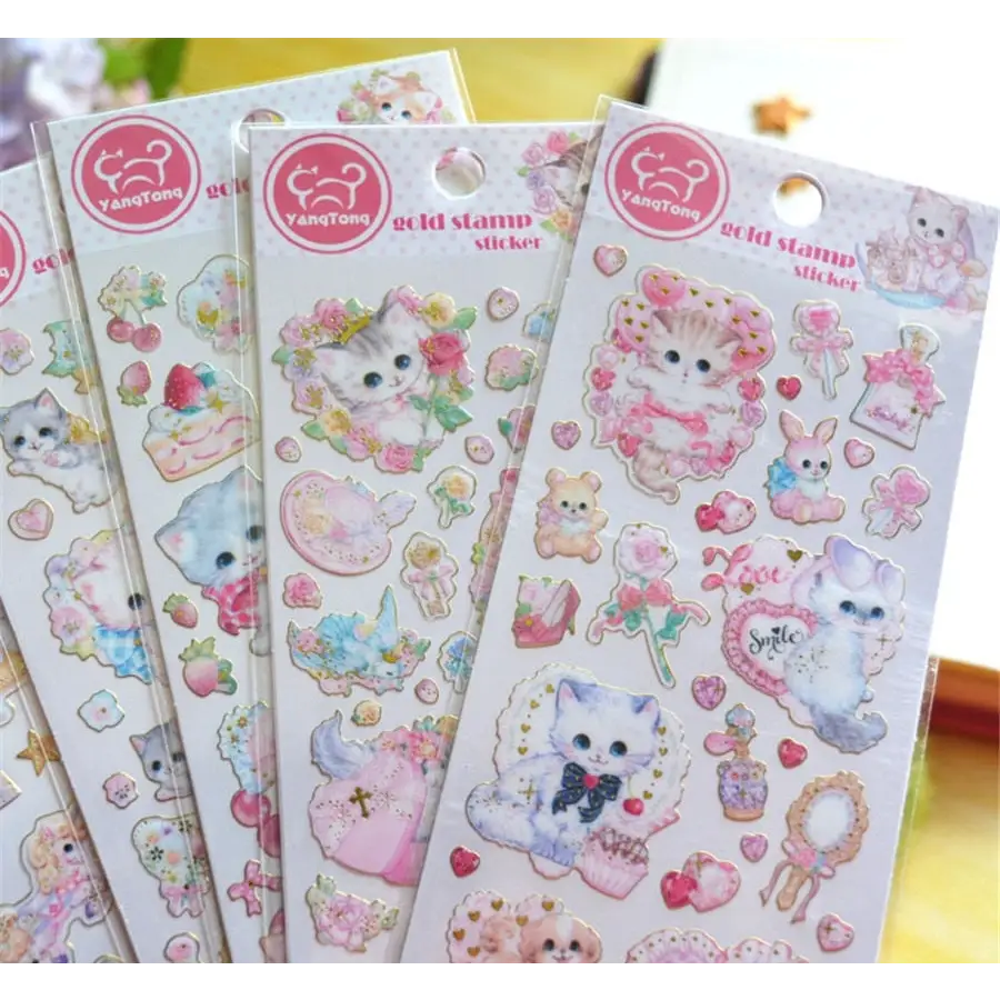 Vintage Inspired Kitten Stickers for Creative Decor - stickers
