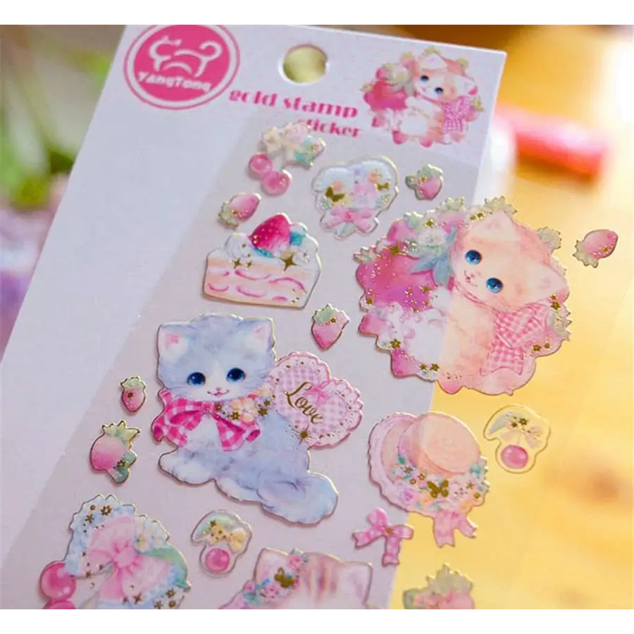 Vintage Inspired Kitten Stickers for Creative Decor - stickers