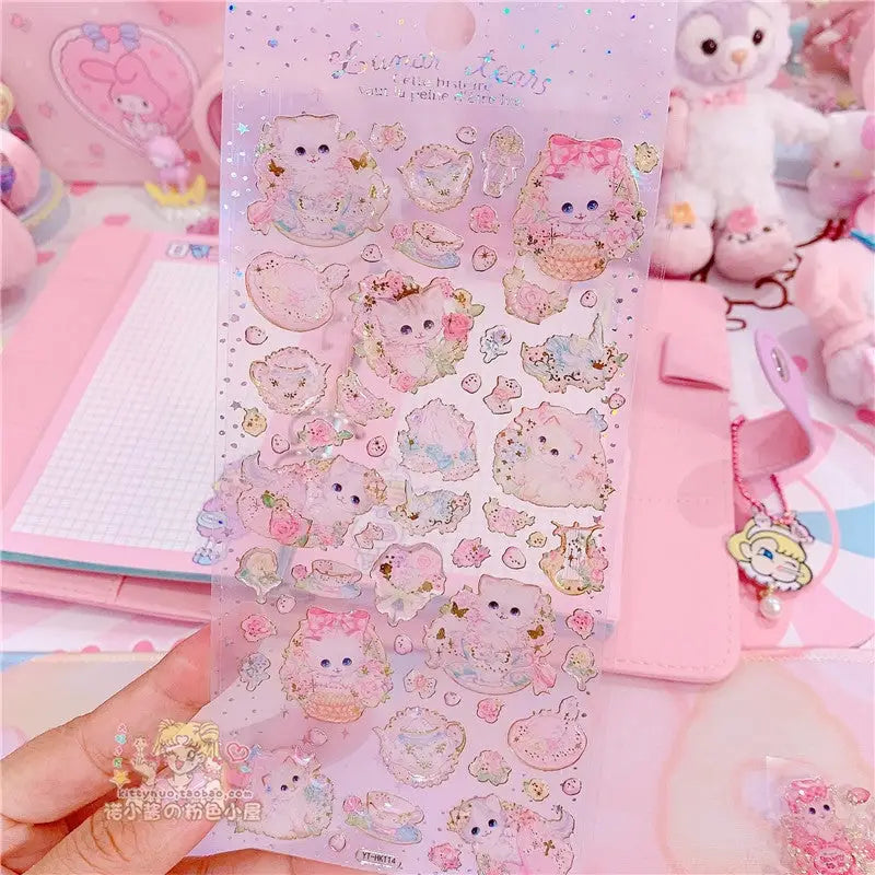 Vintage Inspired Kitten Stickers for Creative Decor - stickers