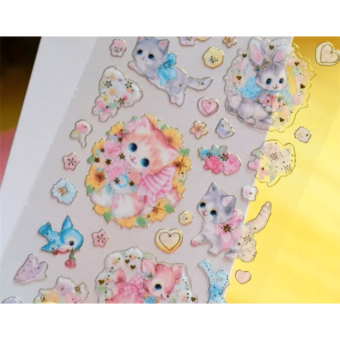 Vintage Inspired Kitten Stickers for Creative Decor - Cosparty