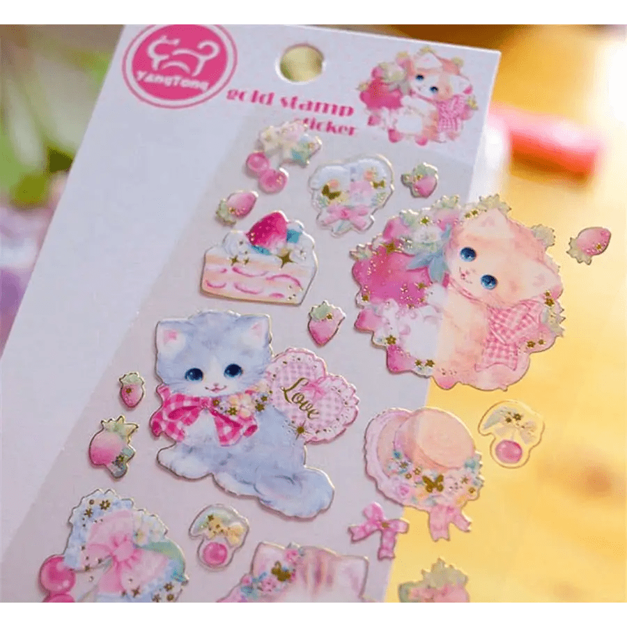 Vintage Inspired Kitten Stickers for Creative Decor - Cosparty