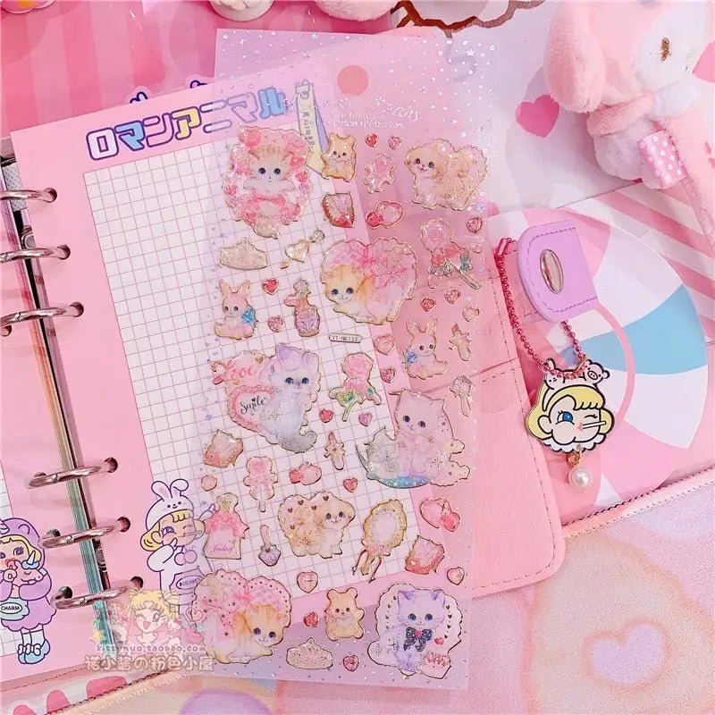 Vintage Inspired Kitten Stickers for Creative Decor - Cosparty