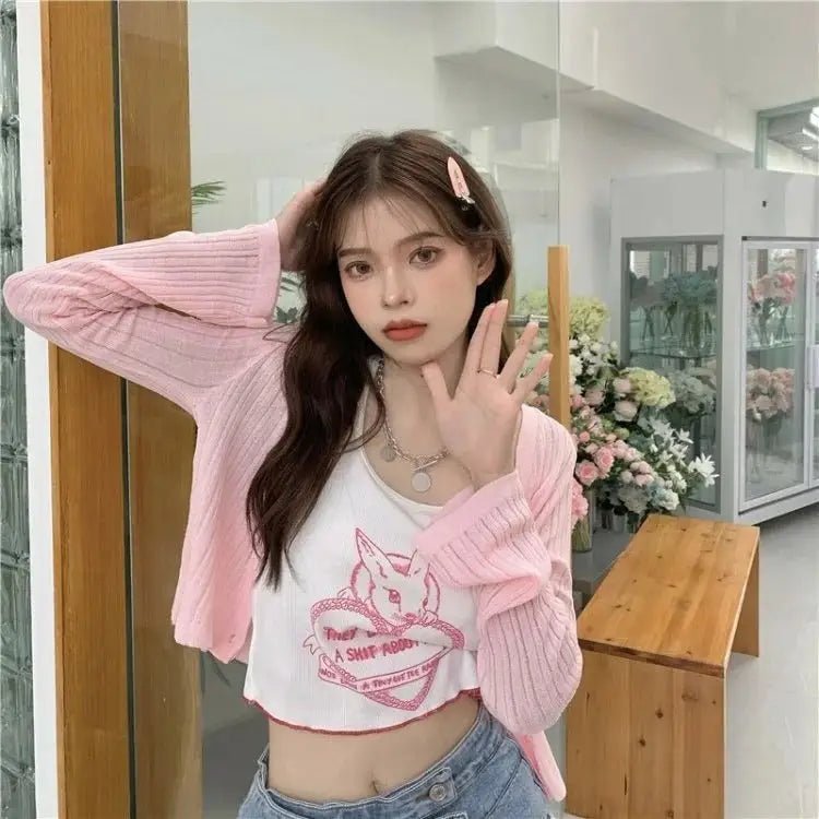 Vintage Kitsch Bunny Rabbit Graphic Halter Top - Cosparty