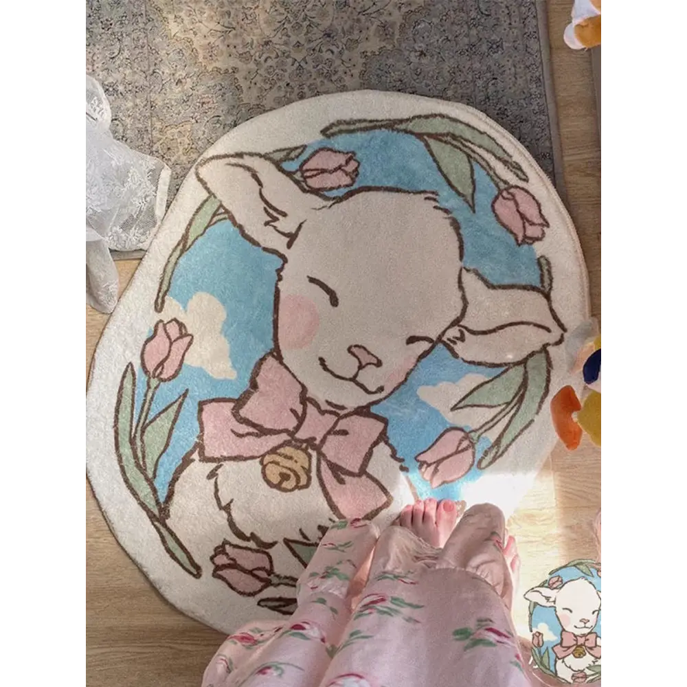 Vintage Lamb Floor Mat for Kawaii Bedrooms and Aesthetic Spaces - Door Mats