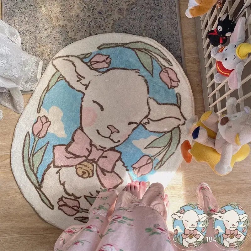 Vintage Lamb Floor Mat for Kawaii Bedrooms and Aesthetic Spaces - Cosparty