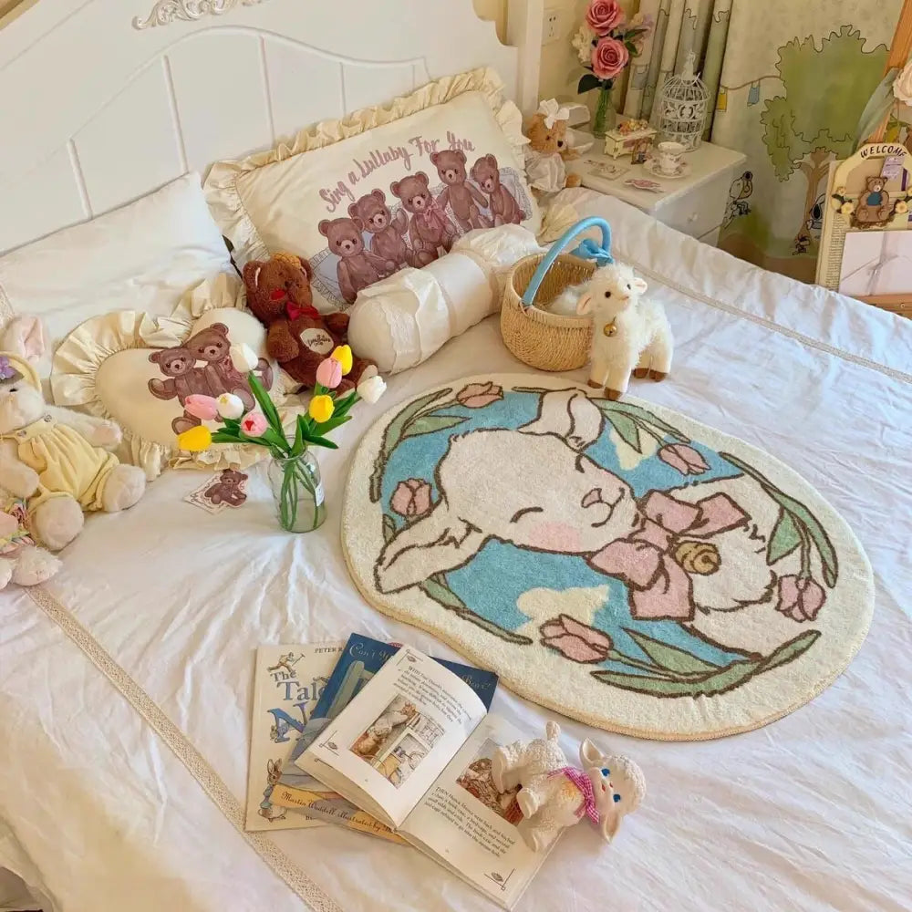 Vintage Lamb Floor Mat for Kawaii Bedrooms and Aesthetic Spaces - Door Mats