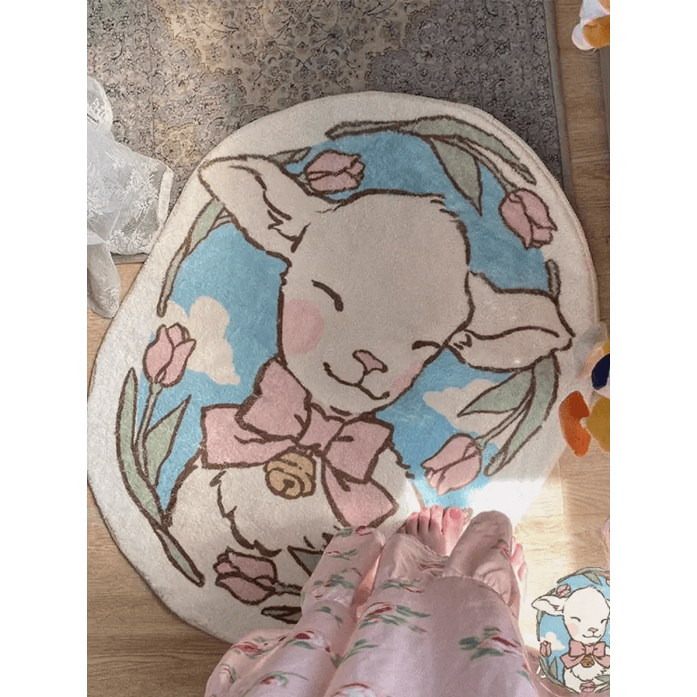 Vintage Lamb Floor Mat for Kawaii Bedrooms and Aesthetic Spaces - Cosparty