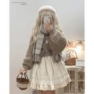 Vintage Teddy Bear Knit Sweater with Silk Ribbons and Pearl Details 58cm - Cosparty