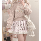 Vintage Teddy Bear Knit Sweater with Silk Ribbons and Pearl Details 58cm - Cosparty