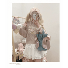 Vintage Teddy Bear Knit Sweater with Silk Ribbons and Pearl Details 58cm - Cosparty