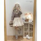 Vintage Teddy Bear Knit Sweater with Silk Ribbons and Pearl Details 58cm - Cosparty