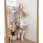 Vintage Teddy Bear Knit Sweater with Silk Ribbons and Pearl Details 58cm - Cosparty