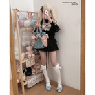 Vintage Teddy Bear Knit Sweater with Silk Ribbons and Pearl Details 58cm - Cosparty