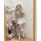 Vintage Teddy Bear Knit Sweater with Silk Ribbons and Pearl Details 58cm - Cosparty