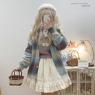 Vintage Teddy Bear Knit Sweater with Silk Ribbons and Pearl Details 58cm - Cosparty