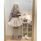 Vintage Teddy Bear Knit Sweater with Silk Ribbons and Pearl Details 58cm - Cosparty