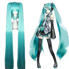 VOCALOID Hatsune Miku wig anime wig standard version Miku tiger mouth clip double ponytail cos wig - Button net / Green