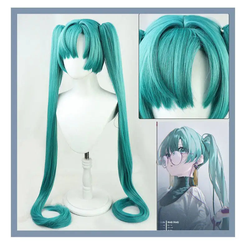 VOCALOID Hatsune Miku wig anime wig standard version Miku tiger mouth clip double ponytail cos wig