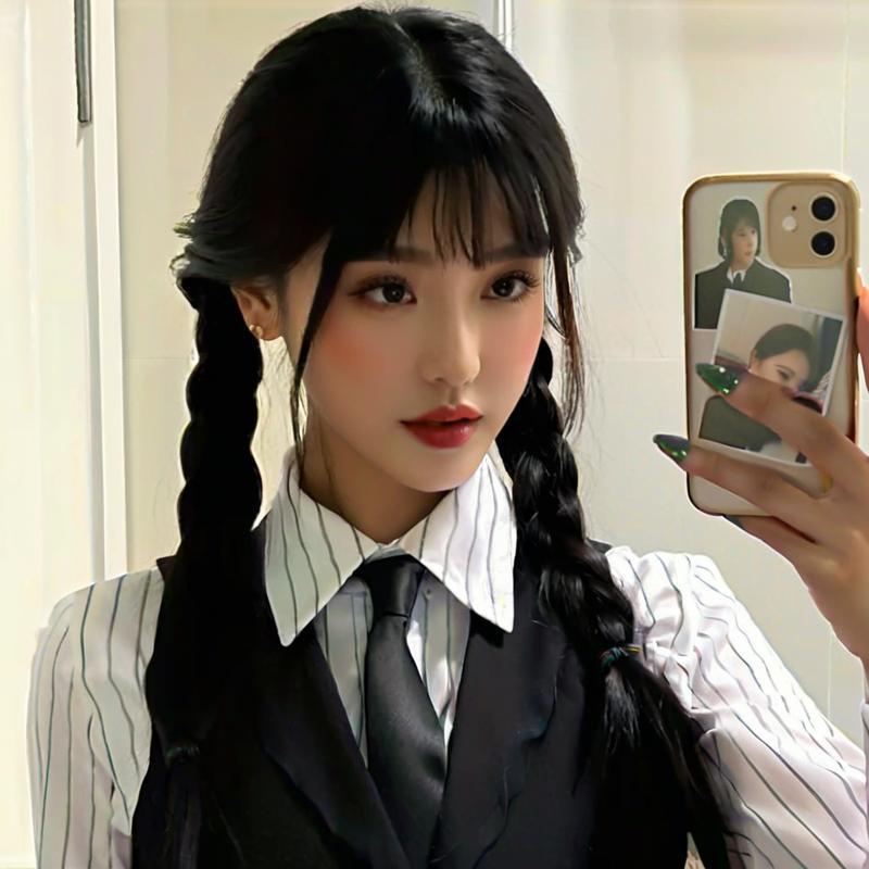 Wednesday The Addams Family braided Cosplay Wig - Cosparty