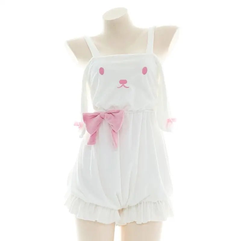 White and Pastel Pink Fairy - Kei Suspender Shortalls - Cosparty