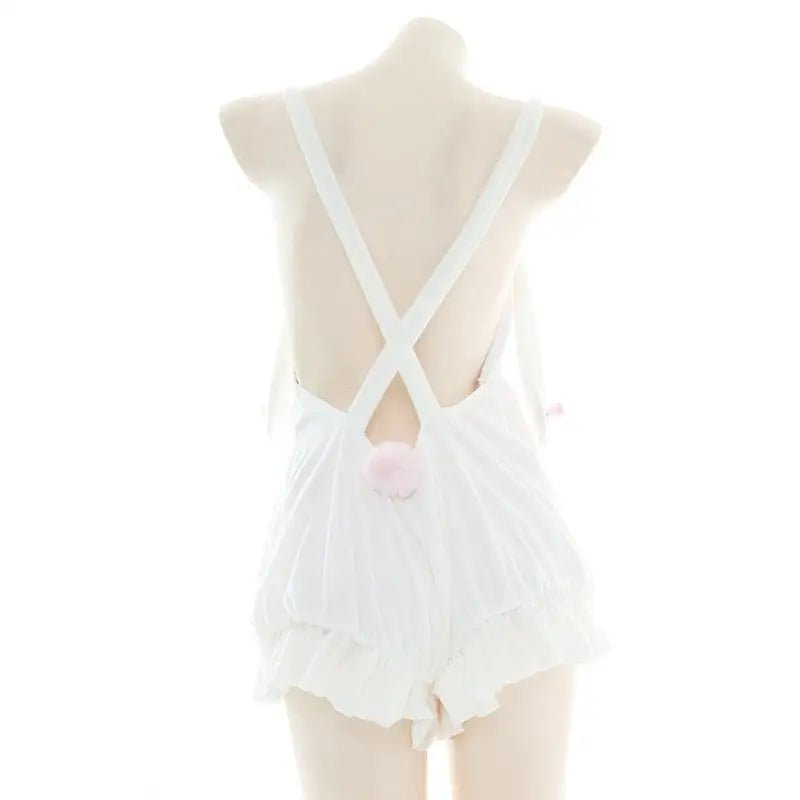 White and Pastel Pink Fairy - Kei Suspender Shortalls - Cosparty